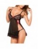 QUEENLINGERIE CHEMISE BLACK & THONG TALLA UNICA