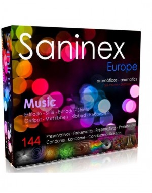 SANINEX PRESERVATIVOS MUSIC ESTRIADO AROMA FRUTAL 144 UDS
